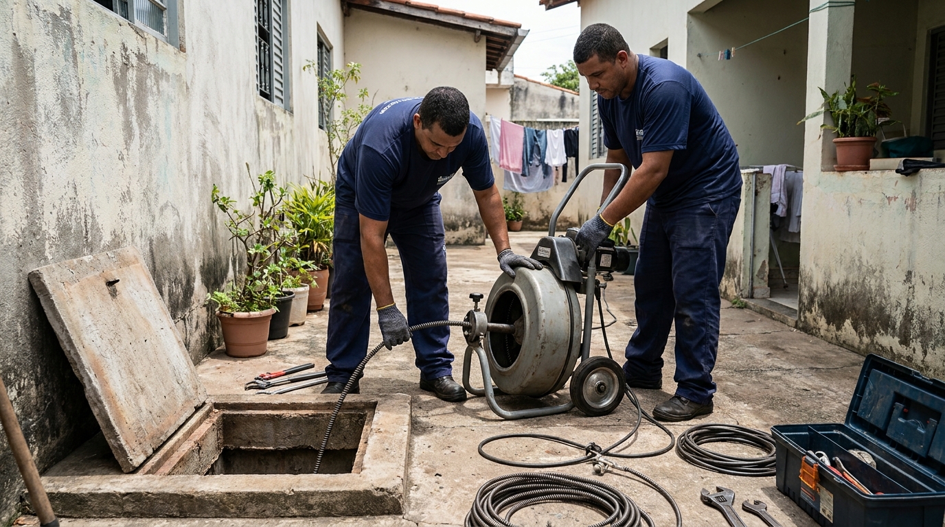 Desentupimento de Coluna Sanitária na Cidade Edson, Suzano‑SP
