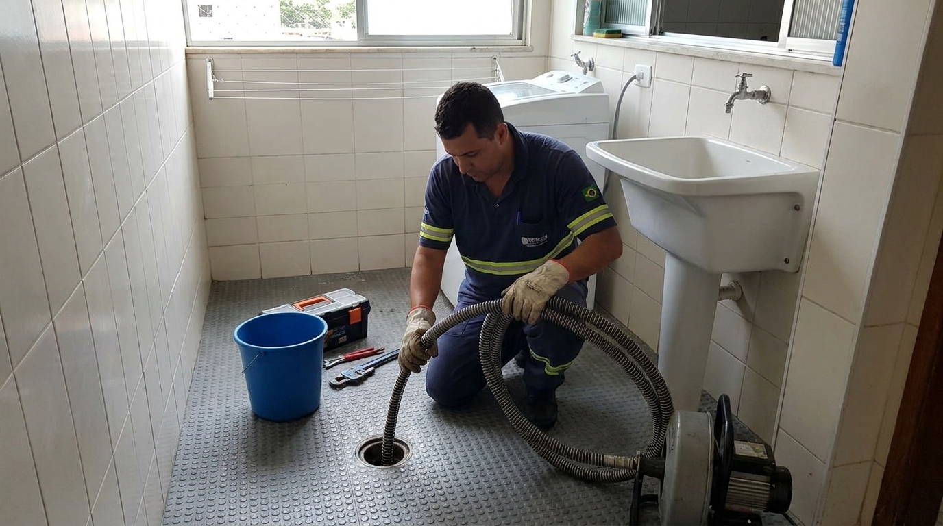 Desobstrução na Cozinha na Chácara Primavera, Suzano‑SP