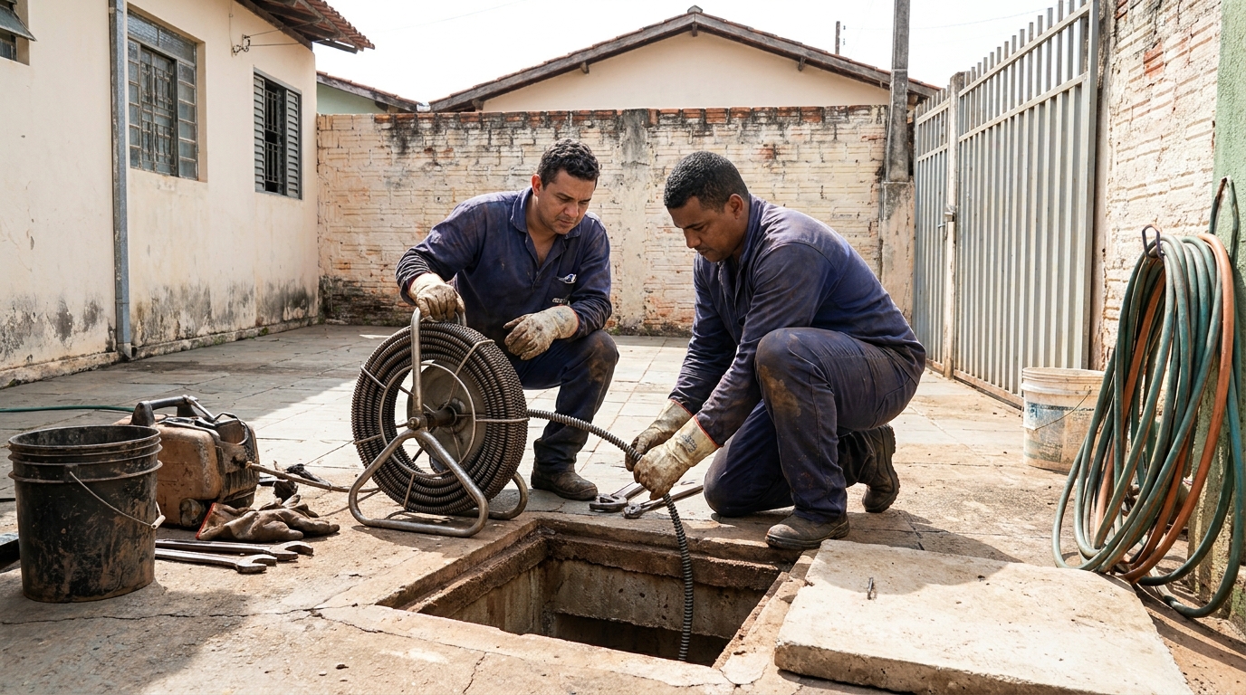 Limpeza de Tubulação de Esgoto na Cidade Edson, Suzano‑SP