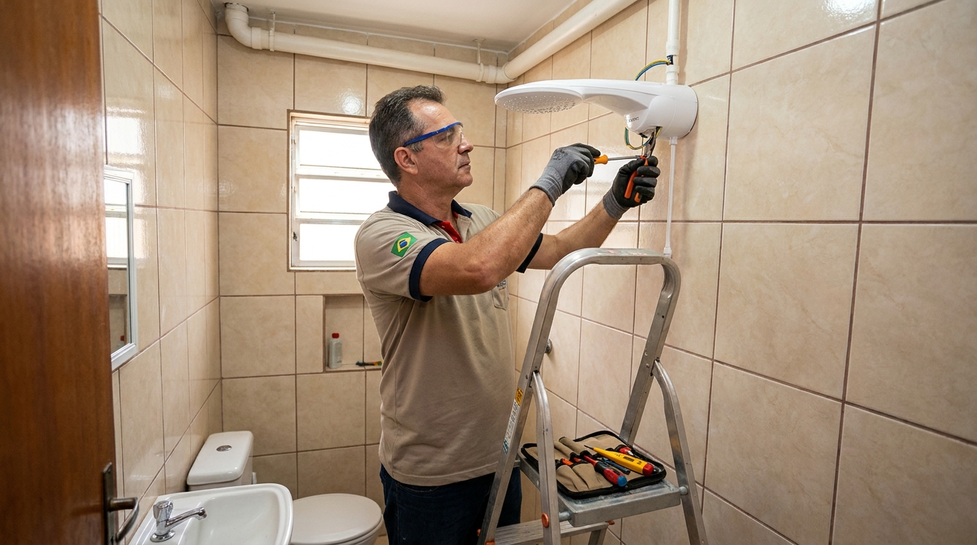 Substituição de Chuveiro Antigo na Cidade Edson, Suzano‑SP